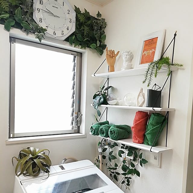 Bathroom,洗濯機まわりの収納,IKEA 雑貨,フェイクグリーン,フェイクグリーン大好き♡,IKEA,モノトーン,RCの出会いに感謝♡,フォロワーさんに感謝♡,コメント嬉しいです♡,シンプルな暮らし,いいね♡ありがとうございます♡,子供のいる暮らし,すっきり暮らしたい,モノトーンインテリア,すっきり暮らす,ヒオリエタオル,ヒオリエ G.Mの部屋