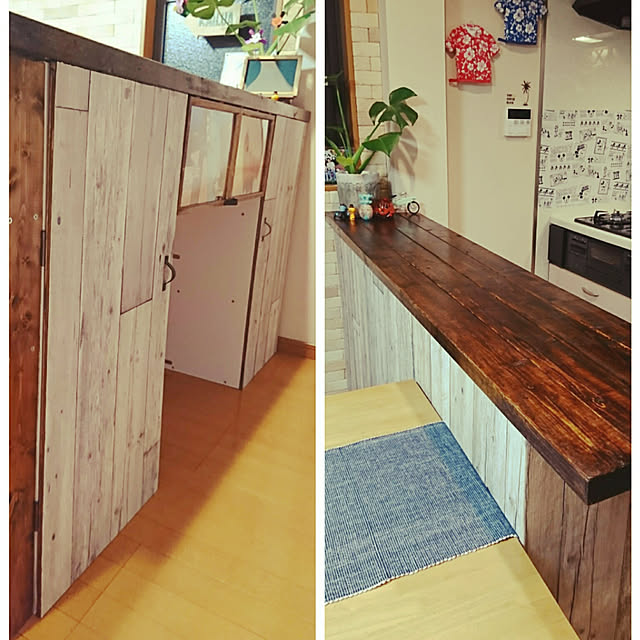 Kitchen,2×4,100均アイテム,キッチン収納,棚 DIY,DIY初心者,キッチンカウンターDIY,カウンターキッチン DIY,観葉植物,壁紙屋本舗 yonyonの部屋