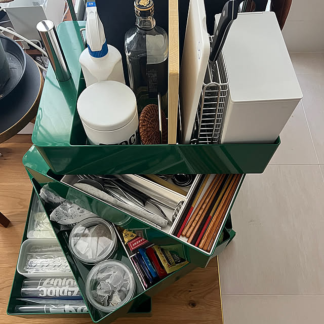 Kitchen,KEYUCA,キッチン収納,無印良品,ひとり暮し,中古マンションリノベーション,マルチワゴン,ワゴン収納 KNの部屋