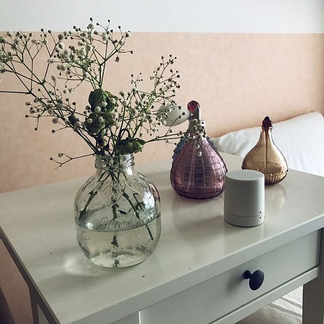 Bedroom,1R,花,IKEA,一人暮らし,無印良品 chi-tanの部屋