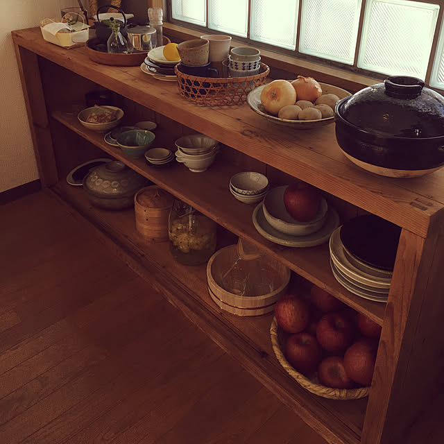 My Shelf,かご収納,かご,かまどさん,二人暮らし,食器,食器棚,骨董,器,古家具,古道具 nomarellの部屋