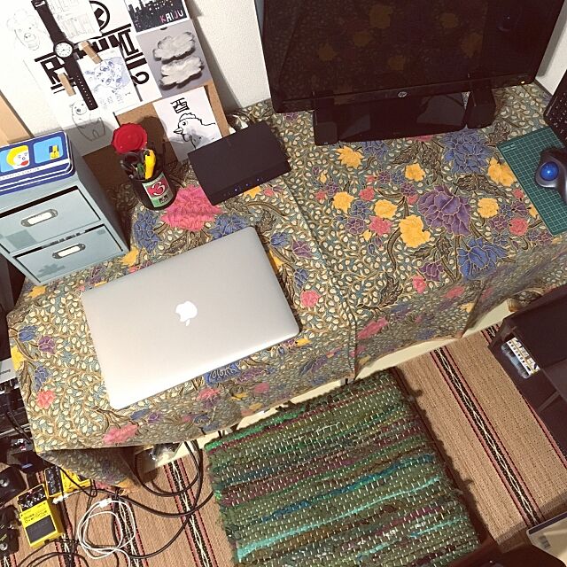 My Desk,座椅子,勉強机,おばあちゃん風,アジアン,カラーボックス,書斎,PCデスク周り,Macのある部屋,一人暮らし,雑貨,アジアン雑貨 Dairokuの部屋