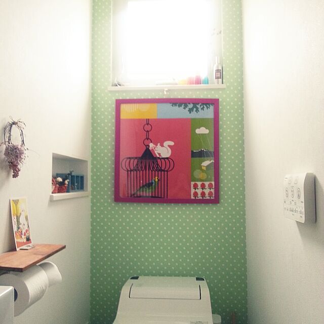 Bathroom,アクセントウォール,IKEA,水玉 RUKAの部屋