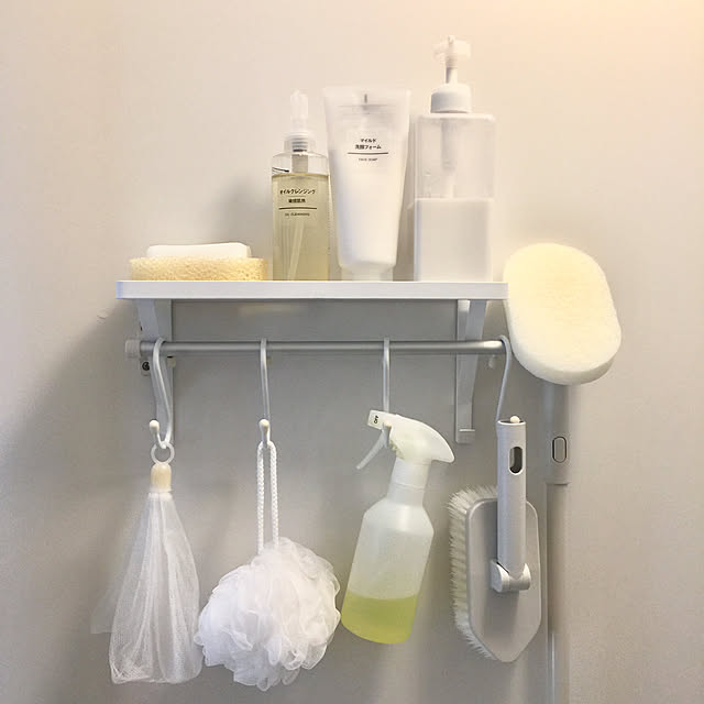 Bathroom,山崎実業,バス用品,風呂場,お風呂場,無印良品,タオルかけ,賃貸バスルーム,バスルームの棚,バスルーム,賃貸,シンプル,バスグッズ,バスラック,吊り下げ収納,シンプルライフ muchiの部屋
