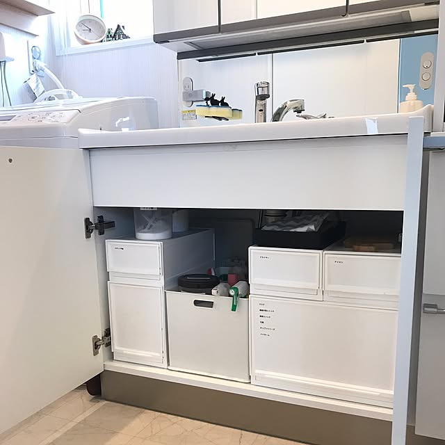 Bathroom,洗剤収納,見せる収納,ニトリ好き,マルチ収納,ニトリ,一条工務店,収納,インボックス,洗面台下収納,洗面台,洗剤入れ yukitanの部屋