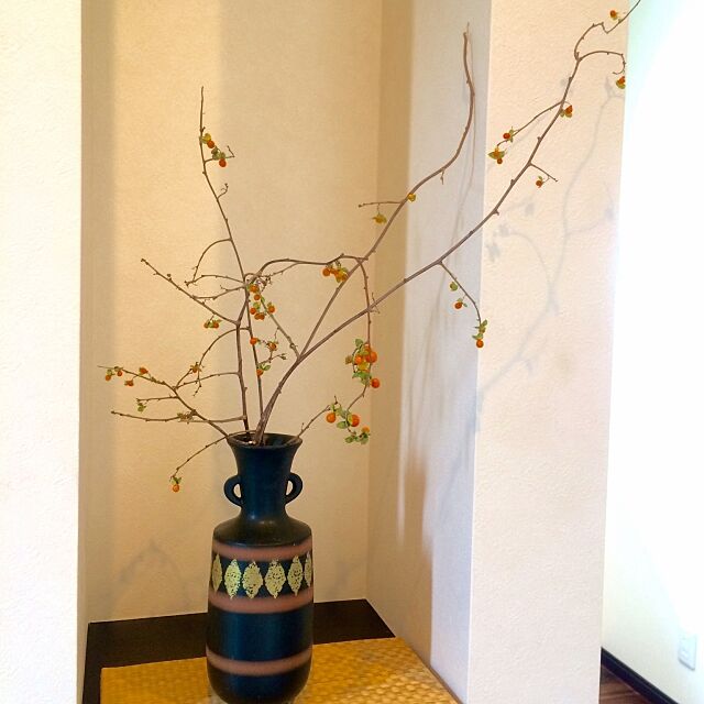 My Shelf,しただけ,ツルウメモドキ,畳,ニッチ,和風,和モダン,植物のある暮らし,花瓶,秋 tajiの部屋