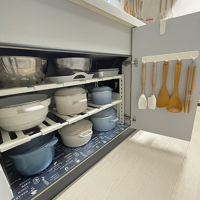 Kitchen,キッチン収納,収納ラック,シンク下収納,コースタルブルー,メレンゲ,ル・クルーゼ,LE CREUSET,イベント参加♡ naonaoの部屋