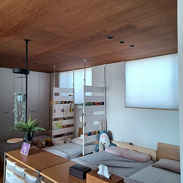 Bedroom,無印良品,IKEA,こどもと暮らす,フレームベッド,パーソナルスペース,寝室,セミシングルベッド,セミダブルベッド,ローベッド hamico.の部屋