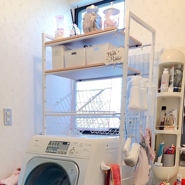 こどもと暮らす。,ランドリーラック,おうち時間,いつもありがとうございます♡,いいねと、フォローの押し逃げすみません！,狭い部屋でもインテリアを楽しむ,RoomClipの出逢いに感謝♡,RoomClipショッピング,洗濯機周り,おうち見直しキャンペーン,狭小住宅,おうち見直しキャンペーン当選♡,中古住宅,模様替え,Bathroom cocoa1031の部屋