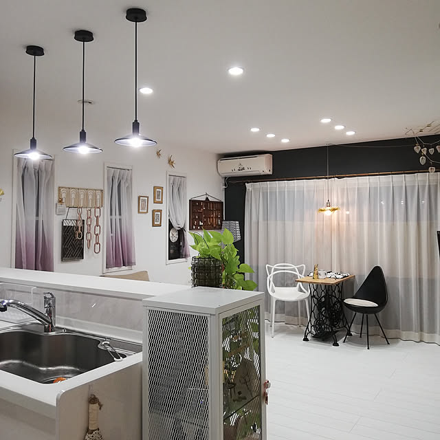 Kitchen,LED電球,パナソニック,パルックLED,プレミアX,ダウンライト,ペンダントライト,照明,after,暮らしを楽しむ,インテリアを楽しむ,抜け感をつくる,モニター④,夜撮影 fumitanの部屋