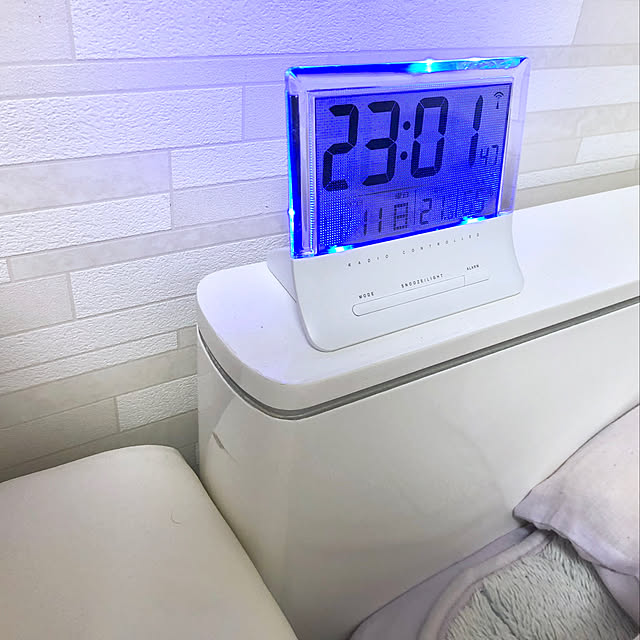 デジタル時計,ニトリ,ホワイトインテリア,Bedroom,時計好き higの部屋