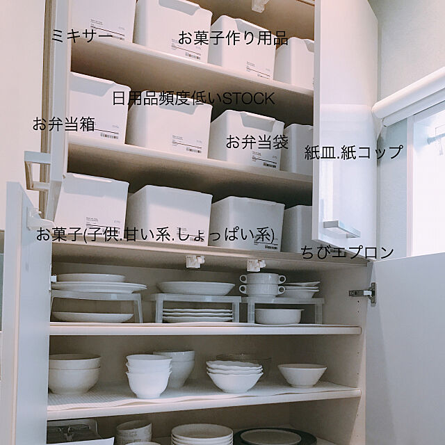 Kitchen,お菓子入れ,食器棚,収納,食器棚収納,カップボード,100均,5人と一匹家族,使いやすく,白が好き,子供と暮らす。 Hukuiの部屋