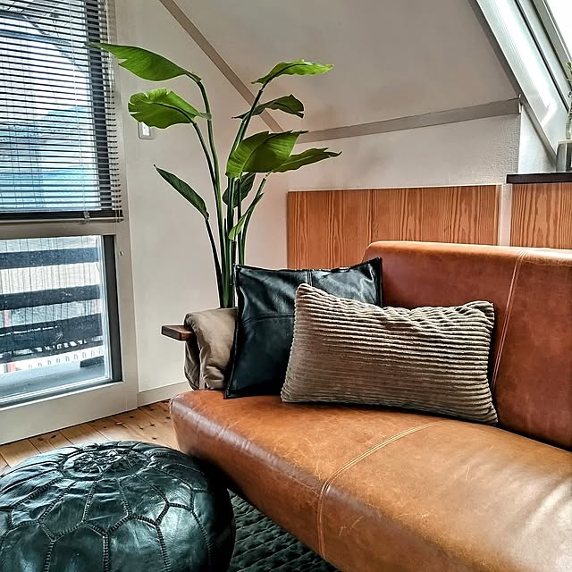 Bedroom,フェイクグリーン,プフ,ニトリのフェイクグリーン,オーガスタ rieの部屋