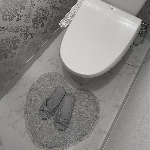 グレー×ホワイト,大理石調の床,プチプラで可愛く,Francfranc,Bathroom tarochanの部屋