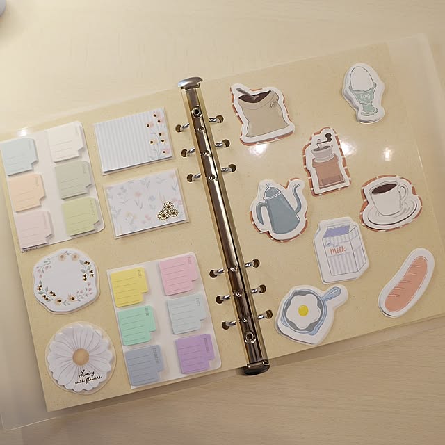My Desk,ふせん整理,セリア,6穴リングバインダー,文具収納 tulip0110の部屋