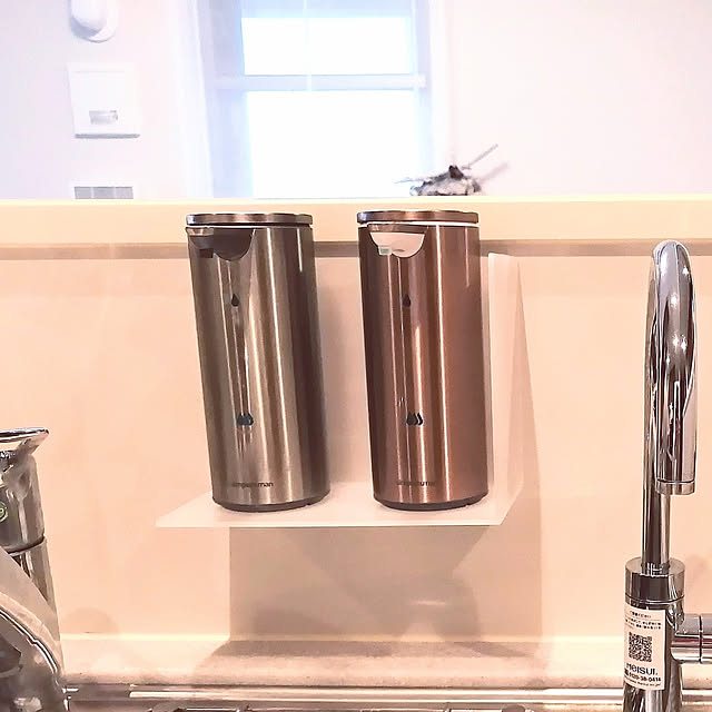 Kitchen,ソープディスペンサー,両面テープ,両面テープ派,シンプルヒューマン,掃除,家事ラク,家事,収納,洗剤収納,洗剤置き場,収納アイデア,時短家事,ルームクリップショッピング,RoomClipショッピング ponの部屋