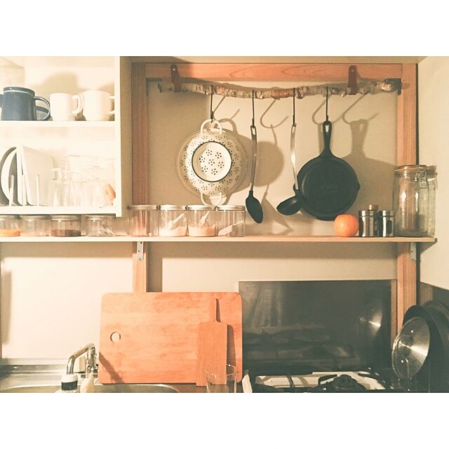 Kitchen,コップ,100均,DIY,一人暮らし,古いもの,古道具,見せる収納 b_to_uの部屋