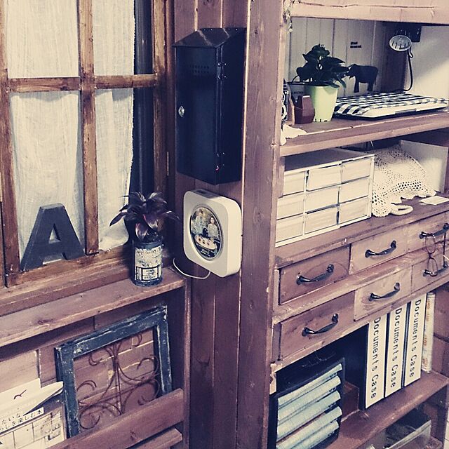 My Shelf,DIY,雑貨,ポストリメイク,黒スプレーのポスト,無印プレーヤー,男前に憧れる nonの部屋