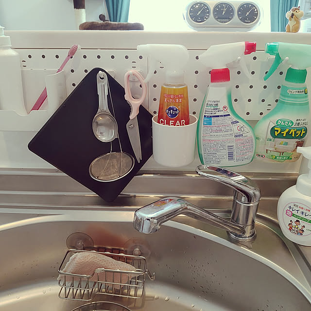 Kitchen,ダイソー,100均,パンチングボード,シンク上,対面キッチン peraperaの部屋