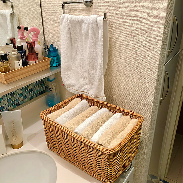 モザイクタイルシール,今治謹製 至福タオル,今治タオル,タオル収納,Bathroom mochi2usagiの部屋