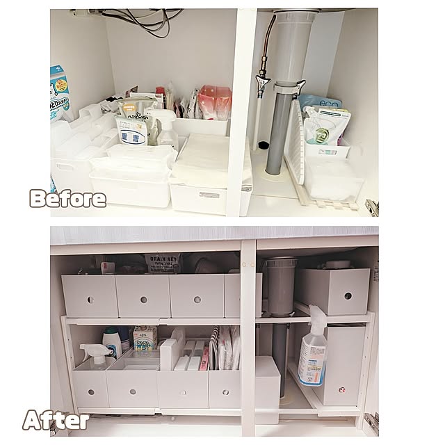 Kitchen,ビフォーアフター,雑貨,ワンルーム,一人暮らし,レオパレス,1K 1人暮らし,ベージュ×ホワイト,ベージュインテリア,一人暮らしインテリア,ワンルームインテリア,1R 一人暮らし,アレクサのある生活,プフのある暮らし,レオパレスでも諦めない,レオパレスDIY,レオパレスインテリア,ダイソー,無印良品 ファイルボックス,山崎実業,山崎実業 tower,無印良品,シンク下収納,せまくても諦めない！,買ってよかったもの,レオパレスだからできる事,1K,1R,RC兵庫支部 megurinの部屋