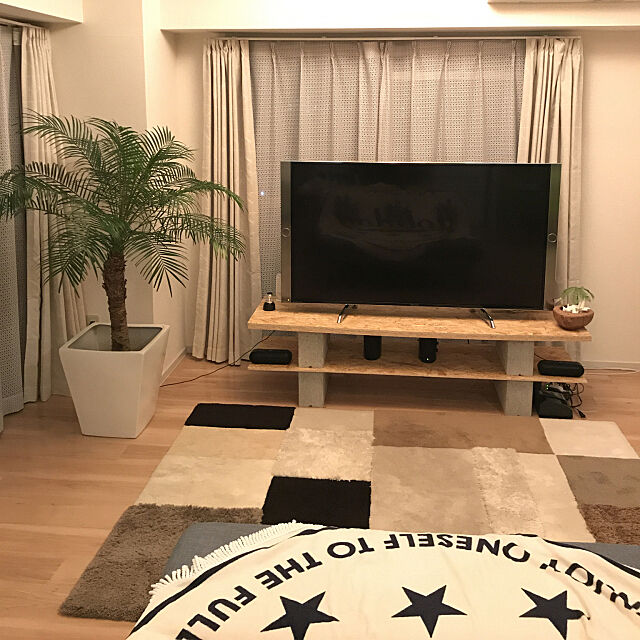 Lounge,TV台,賃貸マンション,観葉植物,西海岸もハワイも好き♡,TVボード,シンプルにすっきりと暮らす,生活空間ランラン 8.styleの部屋