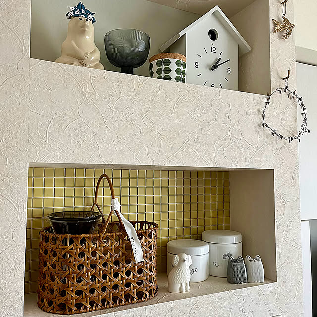 Kitchen,ナチュラル,ニッチ,マンション,北欧雑貨,狭小住宅,コーヒーセット,小さなおうち,中古マンション,タイルDIY,RCの出会いに感謝♡,キッチンニッチ,ディスプレイコーナー,いいね&フォローありがとうございます☆,イベント参加,NO RC NO LIFE☻*,見てくださって感謝です♡,何気ない日常に感謝,かご・バスケット,ユティルオクタ,春,リノベーションマンション,リノベーション ha_ru76の部屋