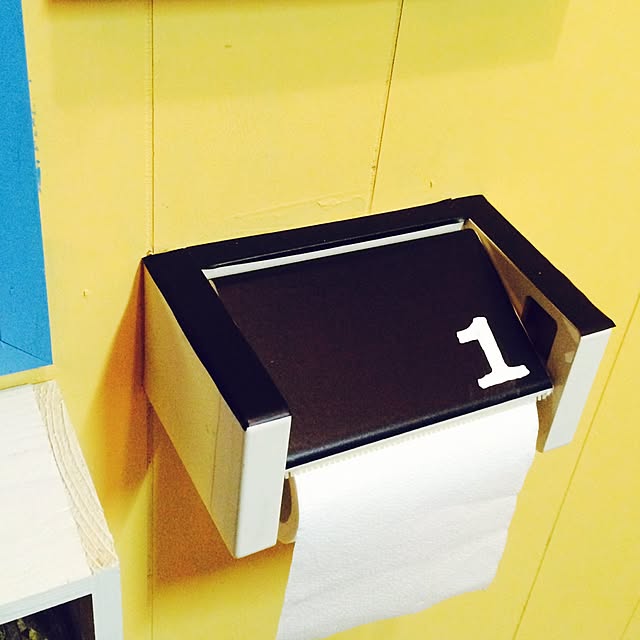Bathroom,トイレットペーパーホルダー,黒板シート,セリア,リメイクシート miccoの部屋