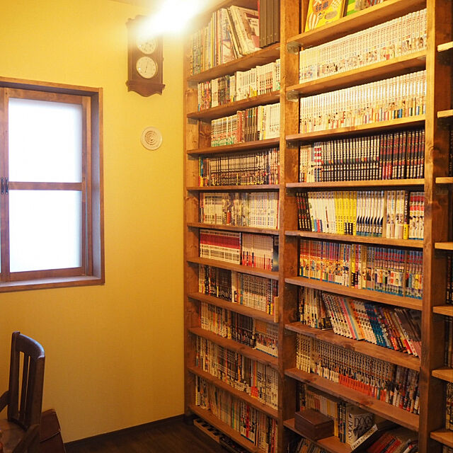 My Shelf,窓枠DIY,WATOCO OIL,ディアウォール,壁一面収納,壁一面の本棚,本棚DIY,本棚,漫画部屋,壁紙DIY Nの部屋