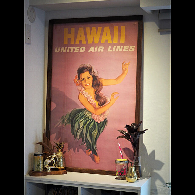On Walls,ハワイ,ビンテージポスター,ビンテージハワイ,フラ,フラガール,エアラインポスター,ミッドセンチュリー rurinosukeの部屋