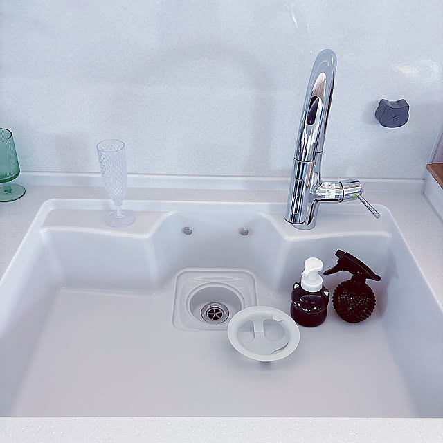 Kitchen,家事ラク,シンクのカゴ,シンクの蓋,シンク掃除,シンク,キッチンの工夫,キッチン,ホワイト,平屋,ひとり暮らし,平屋暮らし,家事 tomatoの部屋