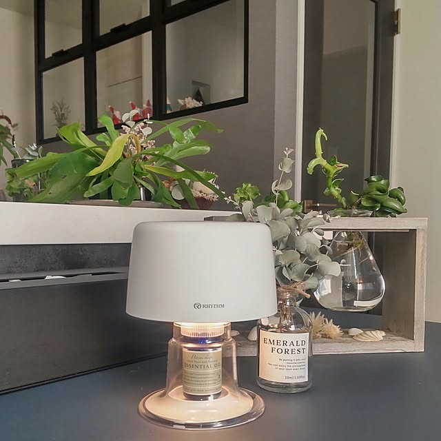 My Desk,RHYTHM,くらしのリズムを整える,AROMAFUNhour,癒し特集2023,リズムのディフューザー,アクセントクロス,ドライフラワーのある暮らし,くすみカラー,LIXIL,おうち時間,ネイビー,観葉植物,KANADEMONO,デコ窓,アイアン nahoの部屋