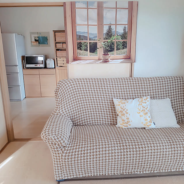 Lounge,秋色インテリア,賃貸でも諦めない！,北欧,RC福岡,賃貸インテリア,竹ラグ,RCの出逢いに感謝✨,ナチュラルインテリア,無印良品,ナチュラル,自然素材,RC九州支部,賃貸,ソファー,ソファーカバー,ベルメゾン,クッション,クッションカバー,アクタス,ACTUS,ファブリックポスター,タペストリー,鹿子じゃなくて千鳥だった,千鳥 tokiwaの部屋