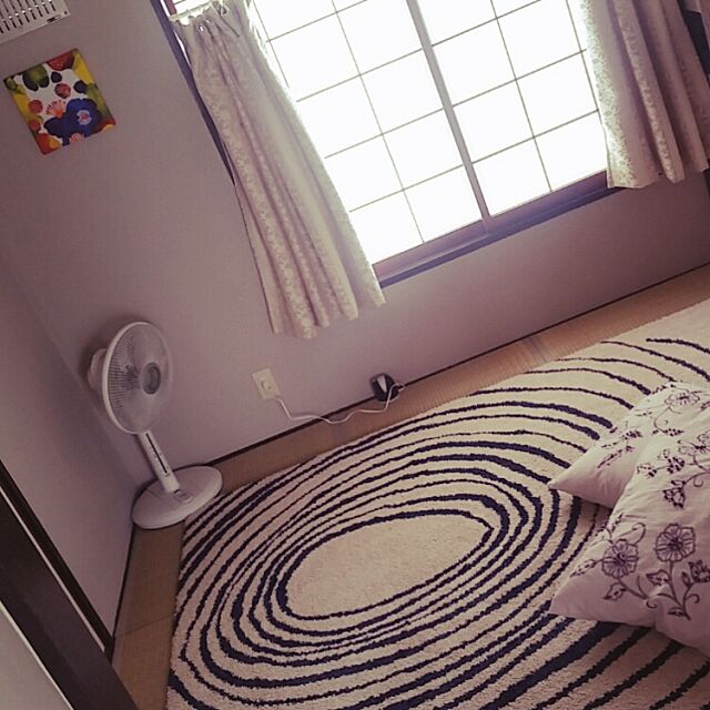 社宅,四畳,お姑さんがくれた扇風機,IKEAラグ,夏 yurie38の部屋