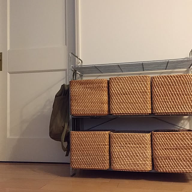 My Shelf,おもちゃ箱,かご,シェルフ,重なるラタン長方形バスケット,無印良品,溶融亜鉛シェルフ mariの部屋