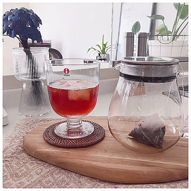 Kitchen,至福の一杯,ペーパークラフト,紫陽花,maki_papercraftさんの作品,脚付きグラス,ittala,イッタラ,アイスティー,LUPICIA福袋,LUPICIA,癒しセット,KINTO,makiさんのペーパークラフト mako2yaの部屋