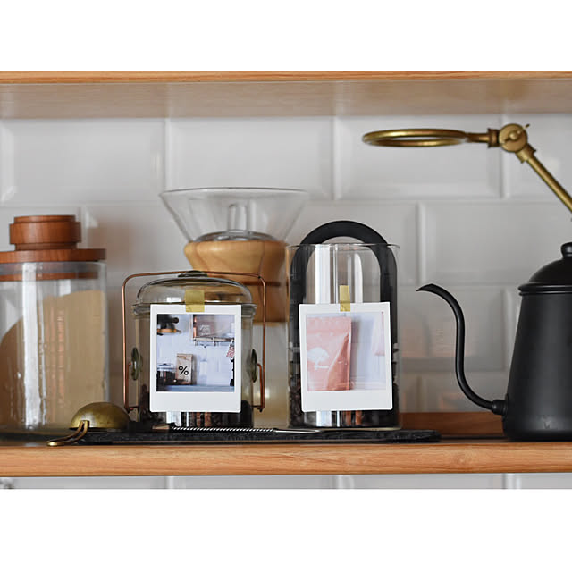 My Shelf,instax SHARE SP-3,スマホdeチェキ,instax SHARE・モニター,見せる収納,サブウェイタイル,ピーターアイビー,コーヒージャー,雫,takahiro,ケメックス aaniの部屋