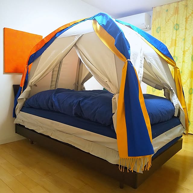 Bedroom,買ってよかったもの,すきま風対策,電気代節約,室内テント,冬支度,テント,ベッドルーム,ファブリックパネル,ファブリックパネルDIY,テント飾り付け,ベッド,セミダブル,タスミテント,タスミ,暖房テント,室内専用テント,寒さ対策 rikkyの部屋