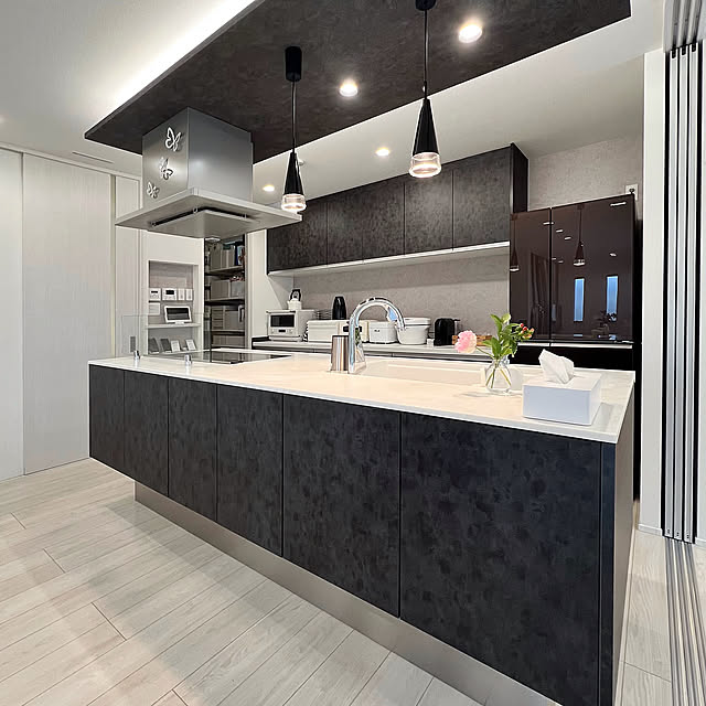 Kitchen,フロートキッチン,システムキッチン,パナソニック,一戸建て,注文住宅,下がり天井,生活感をなくしたい,ラクシーナ,ヴィンテージメタル,パナソニックホームズ,Panasonic homes kikujiroの部屋