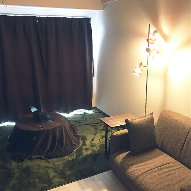 ソファベッド,緑ラグ,1K,一人暮らし,照明,Lounge k.mashの部屋