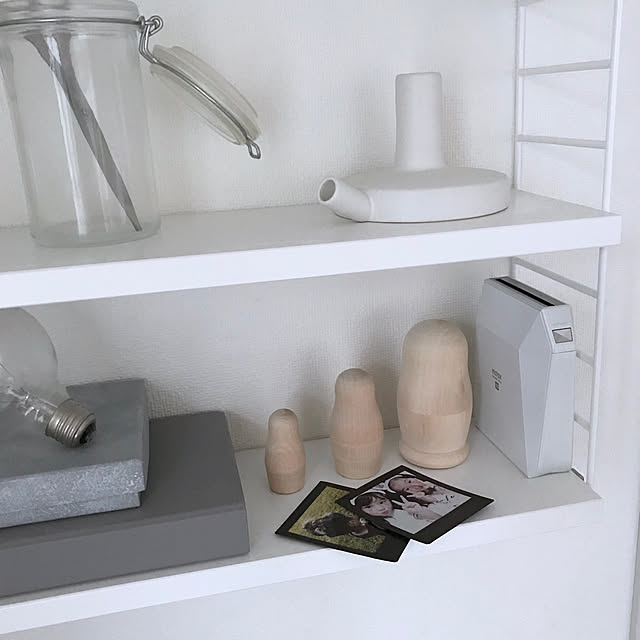 My Shelf,string,無料モニター,スマホdeチェキ,instax SHARE・モニター,instax SHARE SP-3,モノトーン,ホワイト,シンプル,海外インテリアに憧れる,マトリョーシカ chiiiii0808の部屋