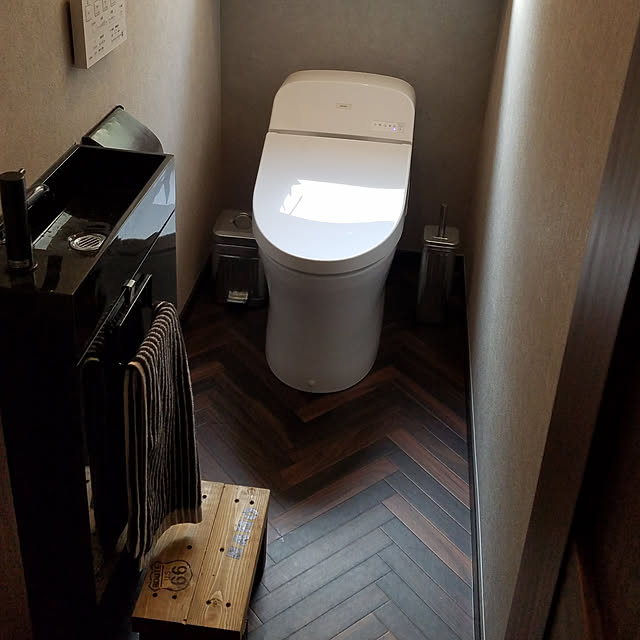 Bathroom,インダストリアル,ブルックリンスタイル,ヘリンボーン,DIY,TOTOトイレ aynの部屋