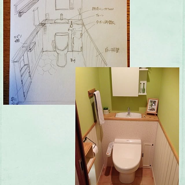 Bathroom,トイレ改造計画,DIY,棚DIY,ペイント♡,イメージ図,完成‼︎ noon88の部屋