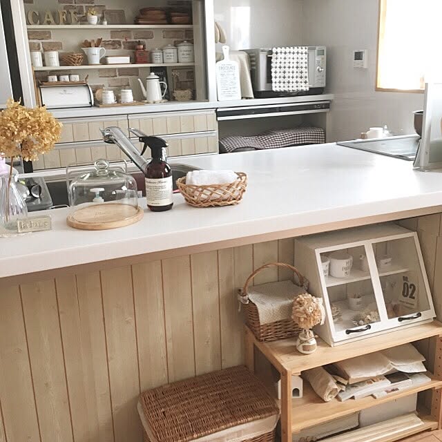 Kitchen,白×木が好き♪,インスタ→h.y05,ホワイトナチュラル,キッチンカウンター,カウンターキッチン,食器棚リメイク,ナチュラルキッチン,マーチソンヒューム,リメイクシート,ナチュラルシンプル,ダイソー,ナチュラル,カフェ風,ショーケースDIY h.yの部屋