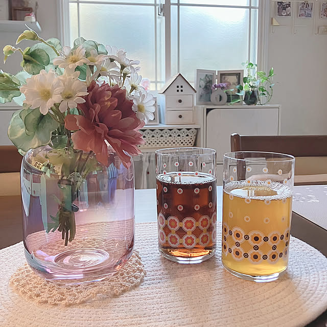 Lounge,花柄レトロ,花柄が好き,レトロ柄,ソーダグラス,ダイソーのコップ,ダイソー購入品 yuukiの部屋
