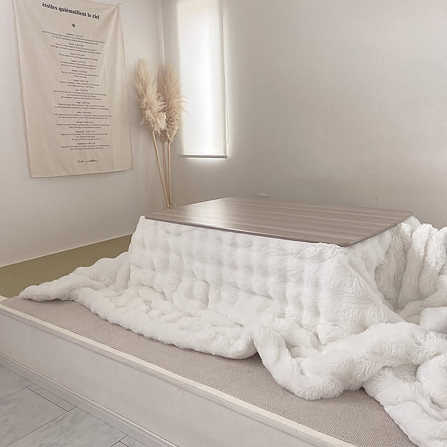 淡色インテリア,小上がり和室,こたつ,白い床,リビングダイニング,ホワイトインテリア,こたつ布団,海外インテリア,シンプルインテリア,戸建て,こたつのある部屋,リビングインテリア,楽天roomに載せてます,韓国インテリア,ig→mrrt1021 mrrt1021の部屋