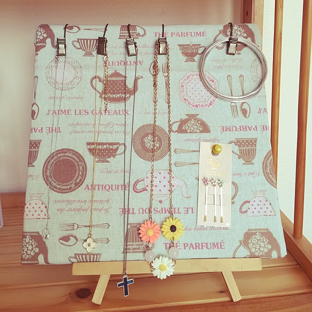 My Shelf,ネックレス,手ぬぐい,リメイク,ファブリックボード,100均,セリア,まねっこさせてもらいました na_0929の部屋