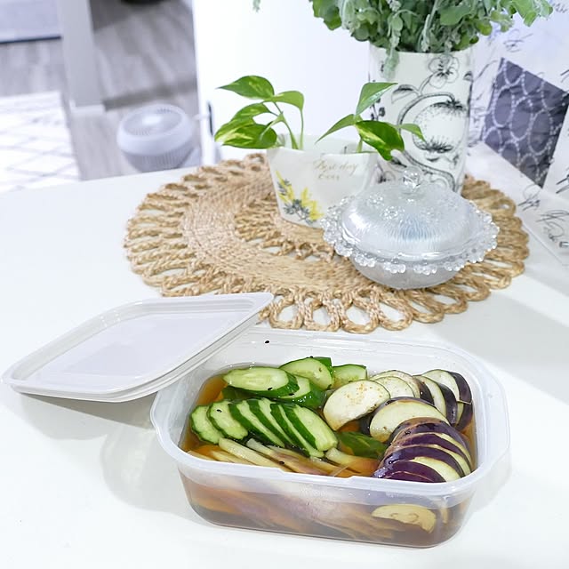 Kitchen,夏,野菜,サーキュレーター,フラワーベース,ガラス雑貨,ミナペルホネン,ポトス,タッパー,ミモザ,アデリア,夏野菜,ホームコーディ,夏本番,夏の暮らし準備,森シェフレシピ ya_maの部屋