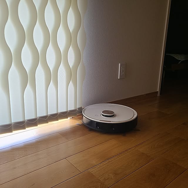 Lounge,夏,バーチカルブラインド,お掃除ロボット,手抜き掃除,お掃除ロボットで床に物を置かない生活に,お掃除ロボットのいる生活,朝から猛暑,時短コース,平屋,平屋暮らし,無垢床 Rubiconの部屋