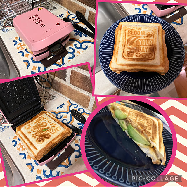 テリヤキとアボカドチーズのホットサンド,レコルトプレスサンドメーカー,Kitchen jijiの部屋